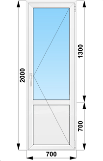 Балконная дверь поворотная с глухим низом 700x2000